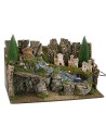 Pesebre iluminado con arroyo funcionando cm 60x35x33h