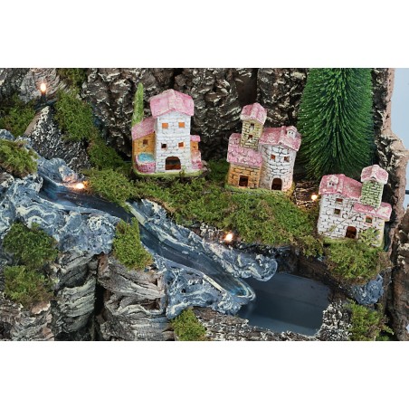 Presepe illuminato con cascata funzionante cm 60x35x33h
