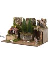 Illuminated nativity scene with statues and electric mill cm
