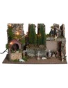 Illuminated nativity scene with statues and electric mill cm