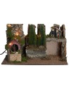 Pesebre iluminado con molino de agua funcionando cm 60x35x35h