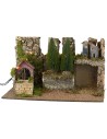 Pesebre iluminado con molino de agua funcionando cm 60x35x35h