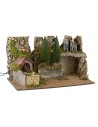 Pesebre iluminado con molino de agua funcionando cm 60x35x35h