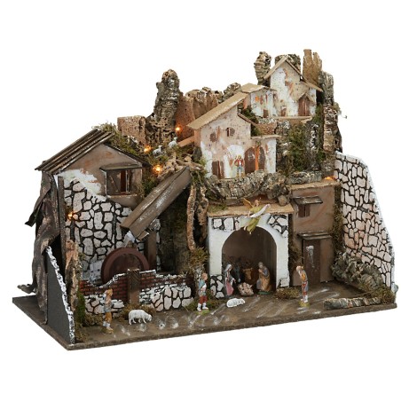 Copia de Nacimiento iluminado con molino eléctrico cm 60x35x35h