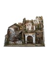 Illuminated nativity scene with mill complete with recycling