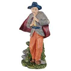 Statuina pastore con strumento a fiato serie 13 cm per presepe