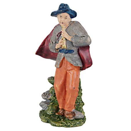 Statuina pastore con strumento a fiato serie 13 cm per presepe