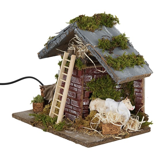 Asino e bue in movimento cm 24x16x21 h per presepe Mondo Presepi