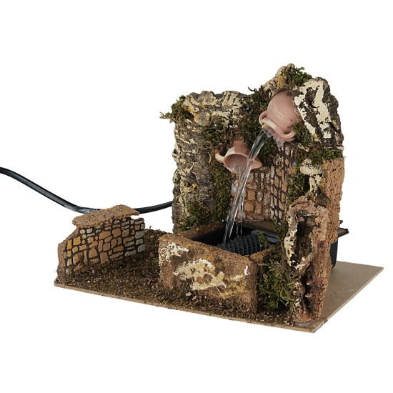 Working fountain with two jets, dimensions 20x14x16 cm (H).