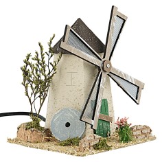 Molino de viento rústico con rueda en funcionamiento 17x16x19 2