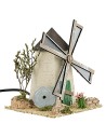 Molino de viento rústico con rueda en funcionamiento 17x16x19