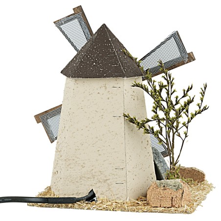 Mulino a vento rustico con ruota funzionante 17x16x19 per