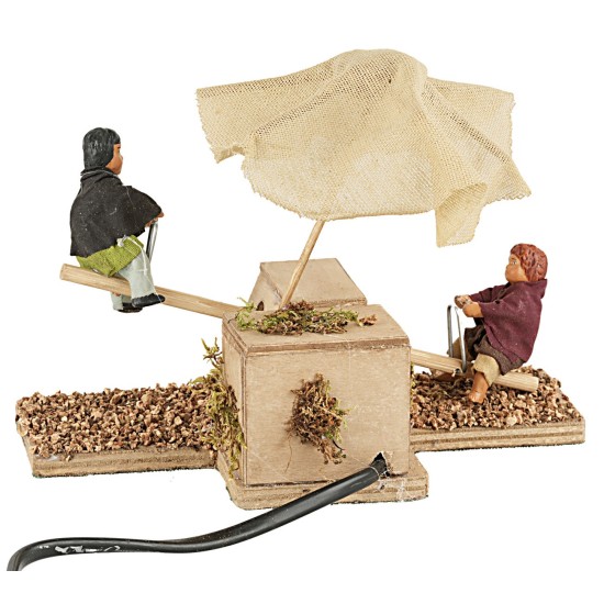 Bimbi sul dondolo in movimento 12 cm per presepe Mondo Presepi