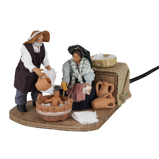 Scena bagnetto 12 cm in movimento per presepe Mondo Presepi