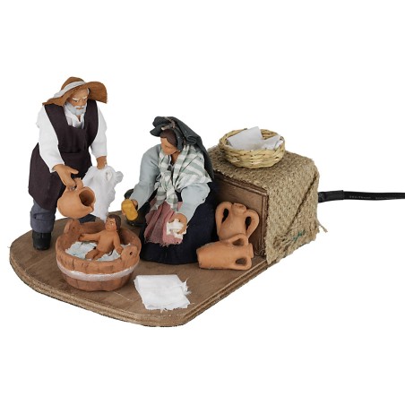 Scena bagnetto 12 cm in movimento per presepe Mondo Presepi