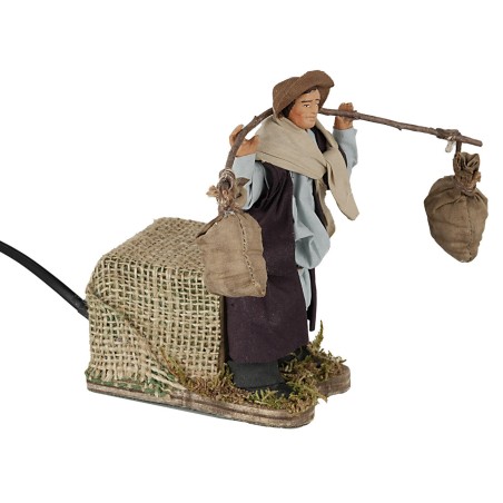 Portatore di sacchi 12 cm in movimento per presepe Mondo Presepi