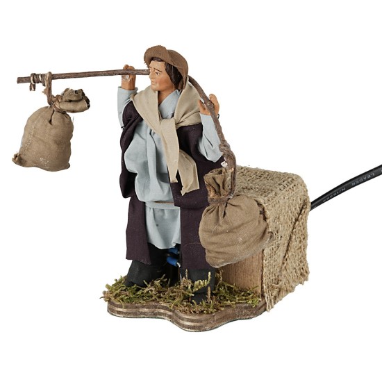 Portatore di sacchi 12 cm in movimento per presepe Mondo Presepi