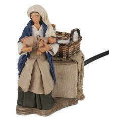 Donna con bimbo in braccio 12 cm in movimento per presepe Mondo