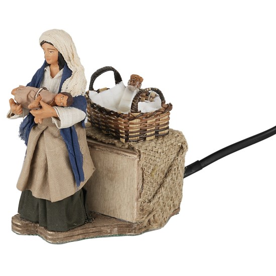 Donna con bimbo in braccio 12 cm in movimento per presepe Mondo