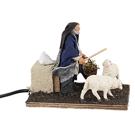 Pastore con pecore 12 cm in movimento per presepe Mondo Presepi
