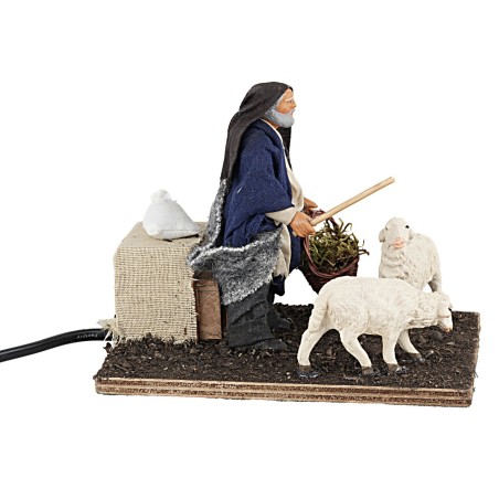 Pastore con pecore 12 cm in movimento per presepe Mondo Presepi