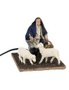 12 cm Shepherd with sheep in motion