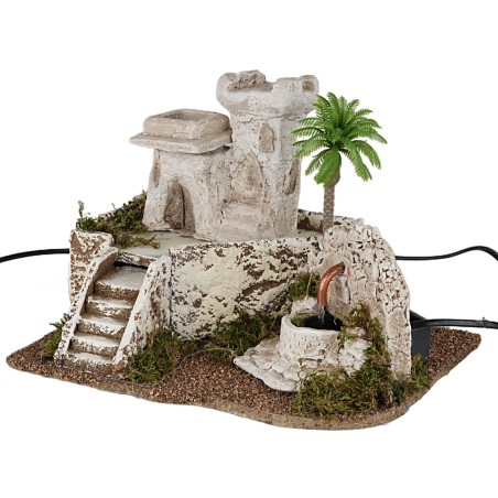 Casa araba con fontana funzionante cm 29x23x21 h per presepe