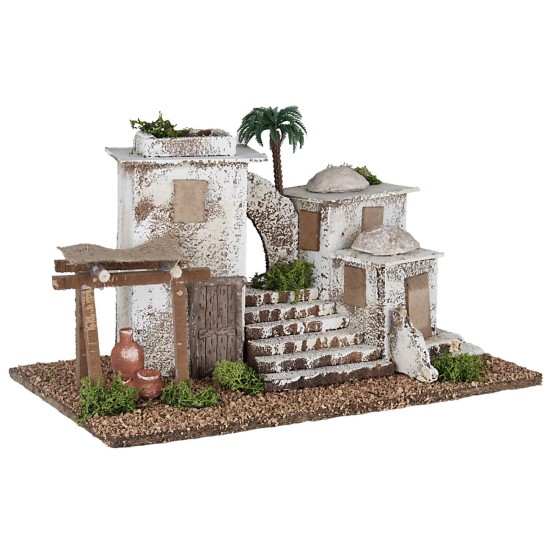 Villaggio arabo con scalinata e portico cm 24x41x20,5 h per