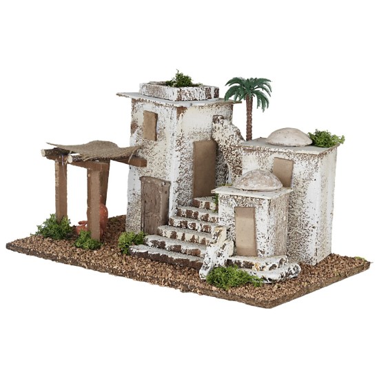 Villaggio arabo con scalinata e portico cm 24x41x20,5 h