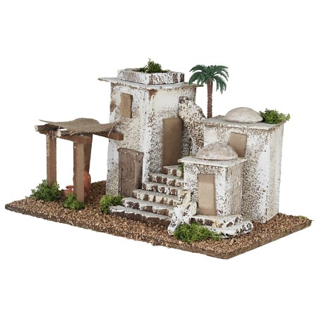 Villaggio arabo con scalinata e portico cm 24x41x20,5 h per