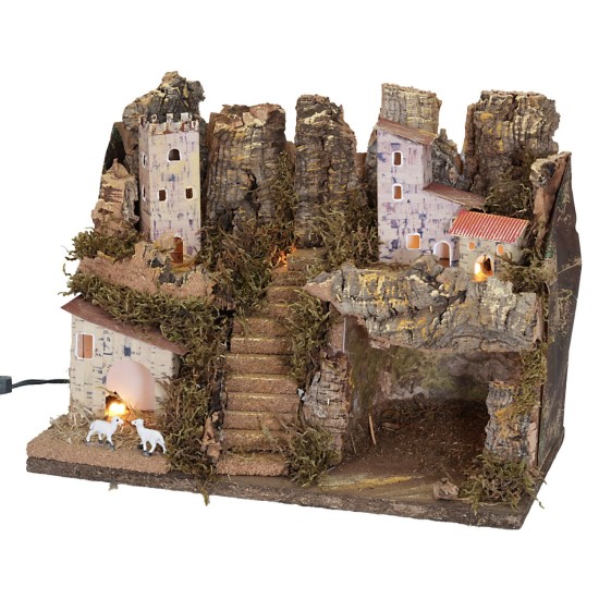 Nativity scene with lights, dimensions 33x18x24 cm (h)