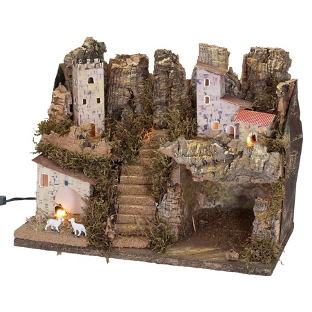 Nativity scene with lights, dimensions 33x18x24 cm (h)