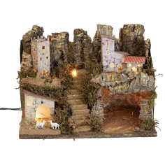 Nativity scene with lights, dimensions 33x18x24 cm (h)