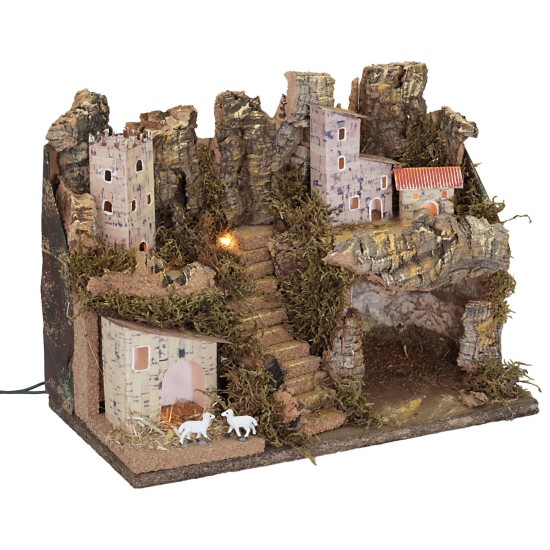 Nativity scene with lights, dimensions 33x18x24 cm (h)
