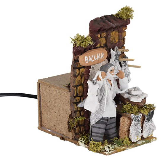 Venditore di Baccalà 10 cm in movimento per presepe Mondo