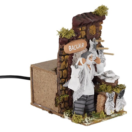 Venditore di Baccalà 10 cm in movimento per presepe Mondo
