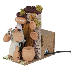 Donna che vende terracotta 10 cm in movimento per presepe Mondo 2