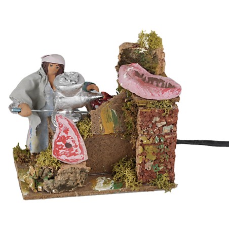 Donna che insacca le salsicce 10 cm in movimento per presepe