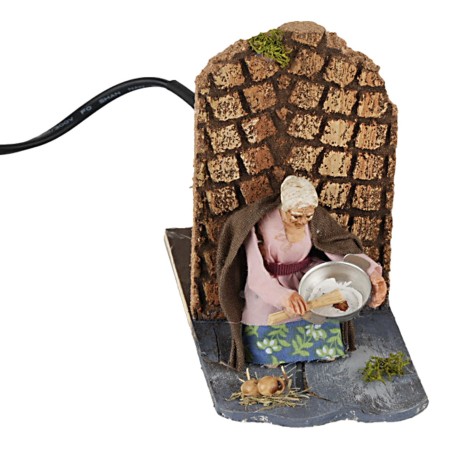 Donna che cucina 8 cm in movimento per presepe Mondo Presepi
