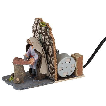 Macellaio 8 cm in movimento per presepe Mondo Presepi