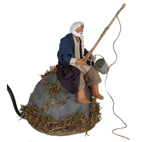 Pescatore seduto 12 cm in movimento per presepe Mondo Presepi