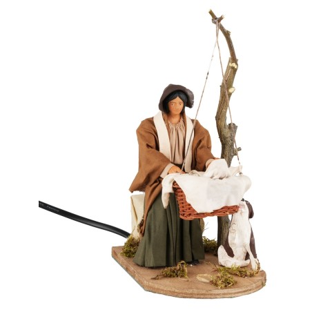 Mamma che dondola bimbo 15 cm in movimento per presepe Mondo