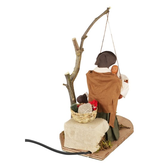 Mamma che dondola bimbo 15 cm in movimento per presepe Mondo
