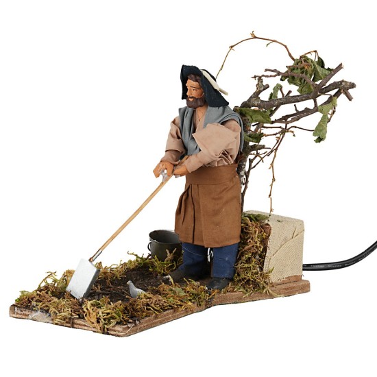 Contadino che zappa serie 15 cm in movimento per presepe Mondo