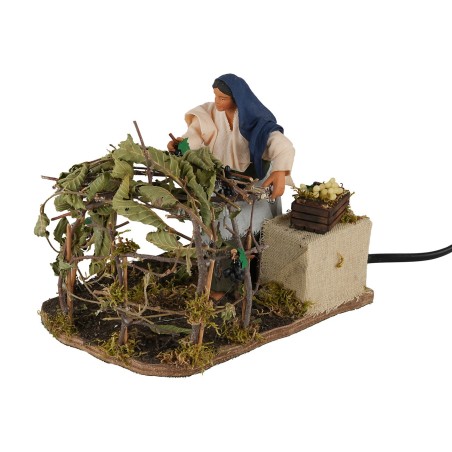 Donna che raccoglie l'uva 14 cm in movimento per presepe Mondo