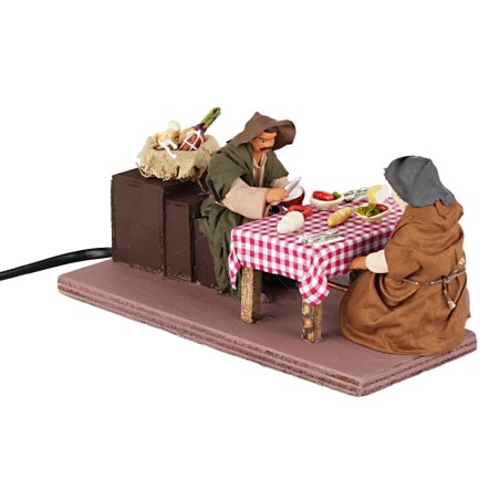 Tavolata con due persone 10 cm in movimento per presepe Mondo