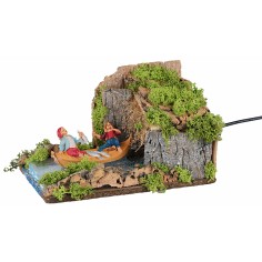 Barca sul lago in movimento 25x16x20 per presepe Mondo Presepi