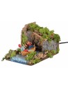 Barca con pescatori sul fiume in movimento 25x16x20 h