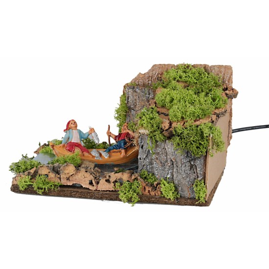 Barca sul lago in movimento 25x16x20 per presepe Mondo Presepi