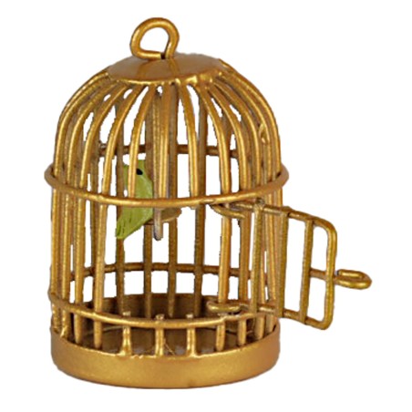 Gabbia con uccellino cm 5 h